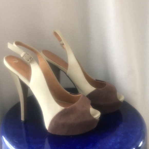 Lamb Gwen Stephanie rock steady sling back peep toe platform neutral nude cream - Picture 7 of 14